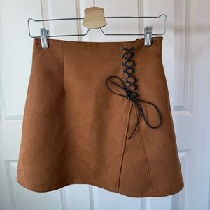 Brown Lace-Up Women's Skirt